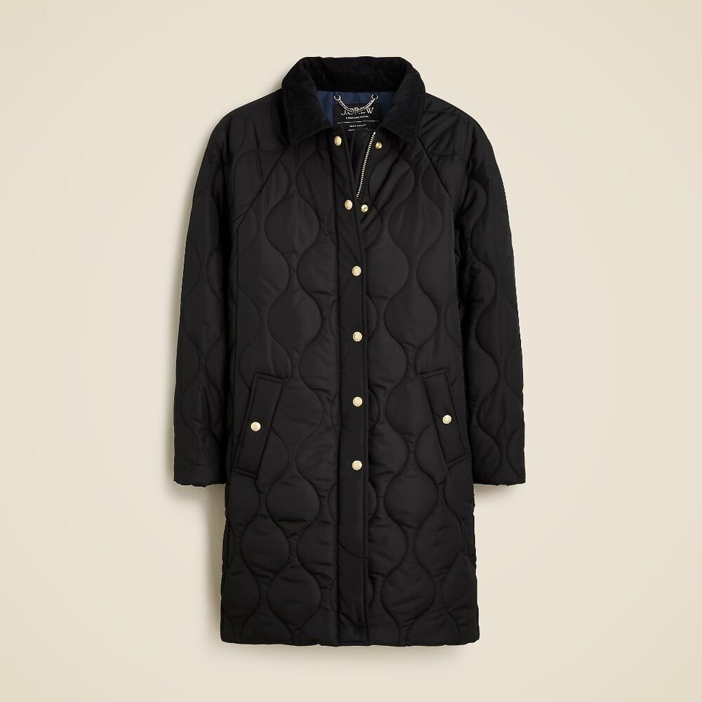 NWT $348 J. Crew Petite Stowe Puffer Jacket/Coat, Black, PXXS